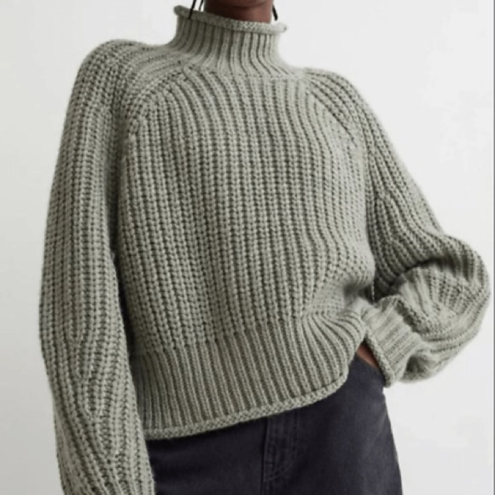 TAN H&M chunky knit turtleneck sweater